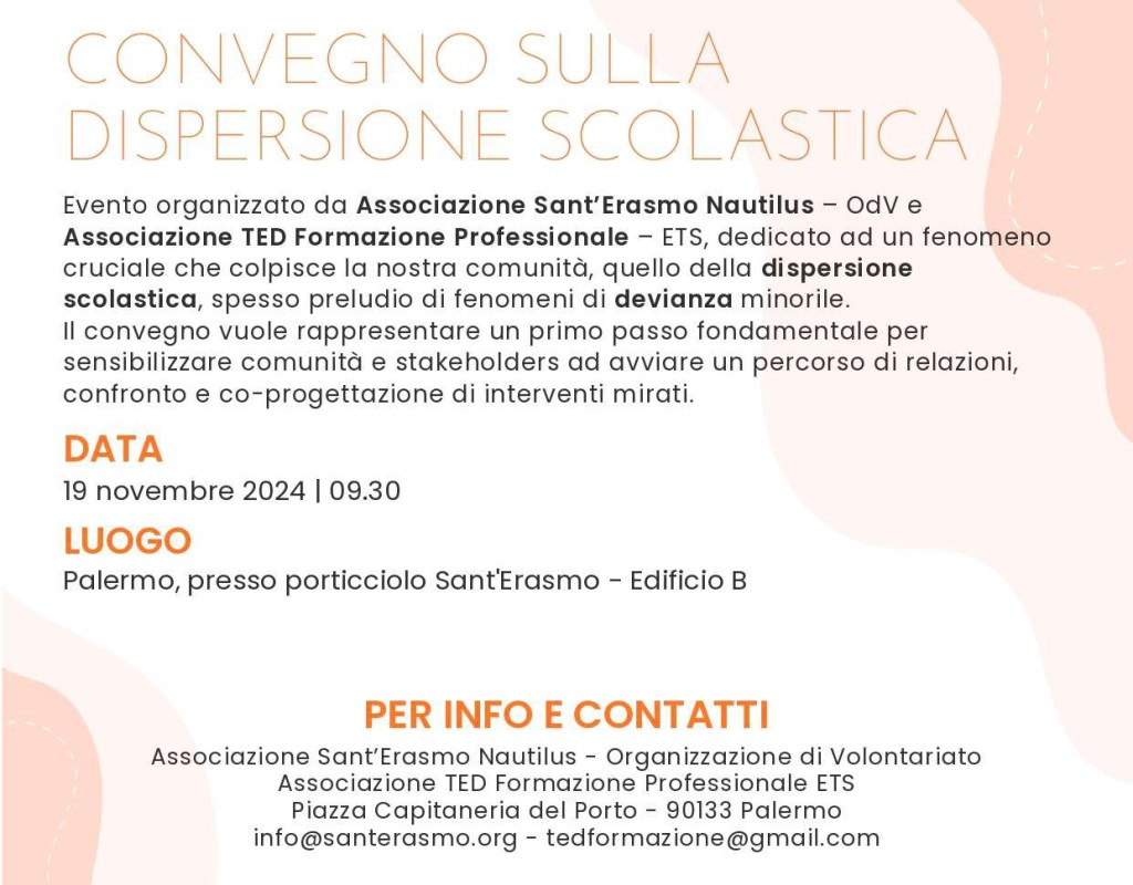 Convegno dispersione scolastica santErasmo Ted